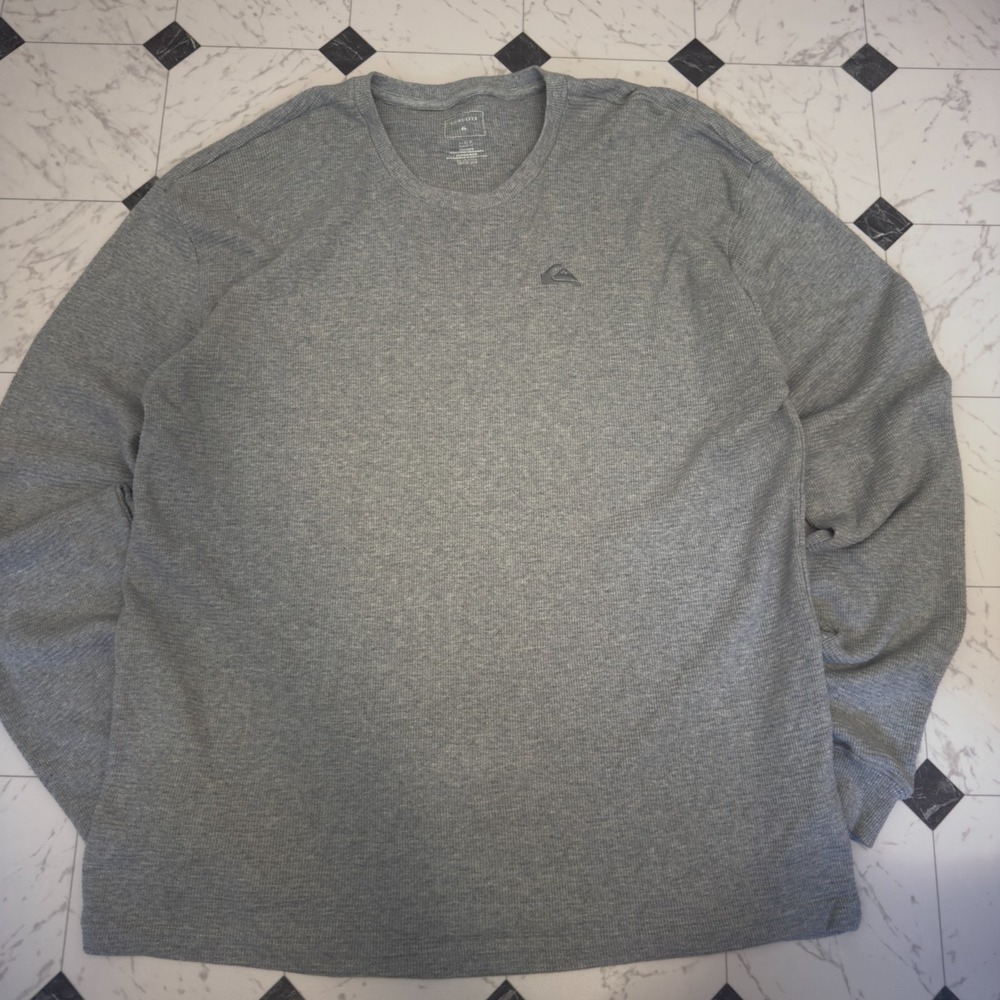 Quiksilver Gray Thermal Waffle Knit Long Sleeve Tee Large